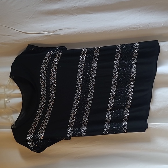 Mystree top, med/large, black with silver & black sequins. - Picture 1 of 4